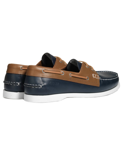 Marine Maroon coloured Aigle Womens Nubila Leather Deck Shoes on white background 