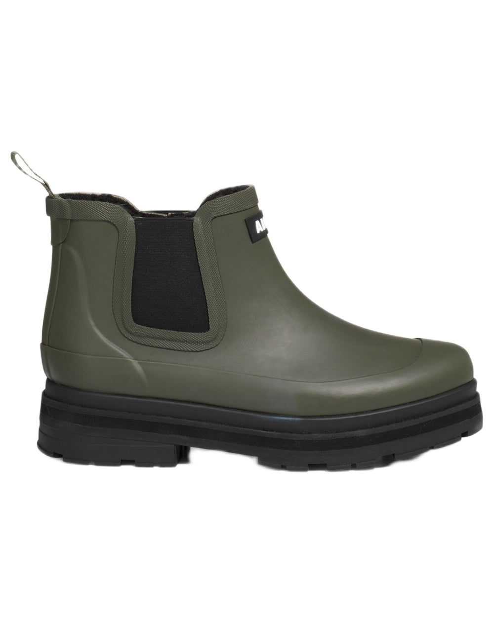 Avocat coloured Aigle Womens Soft Fur Hybrid Ankle Rain Boots on white background 