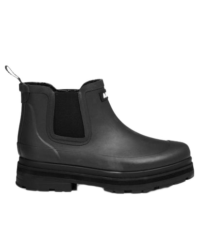 Noir coloured Aigle Womens Soft Fur Hybrid Ankle Rain Boots on white background 