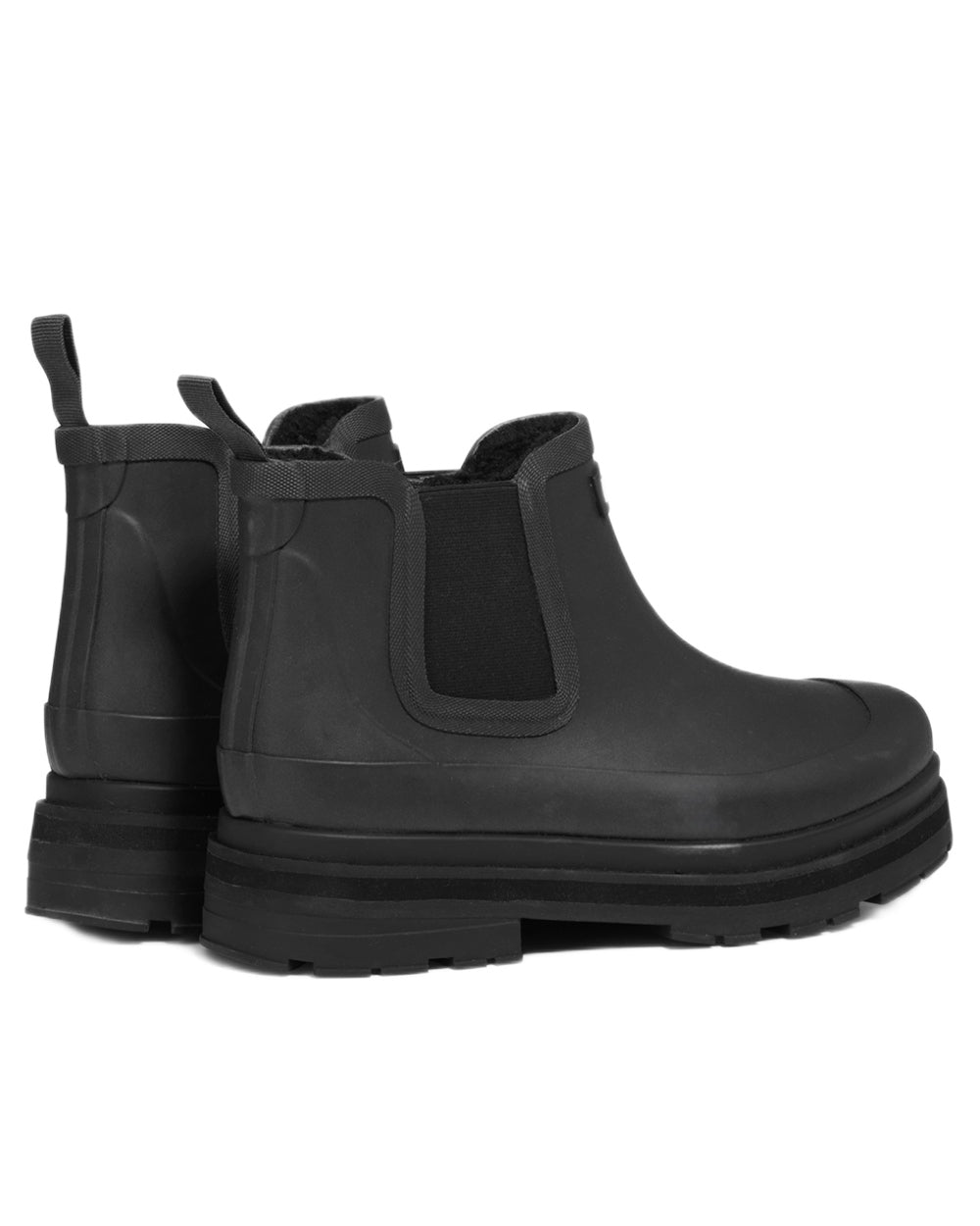Noir coloured Aigle Womens Soft Fur Hybrid Ankle Rain Boots on white background 