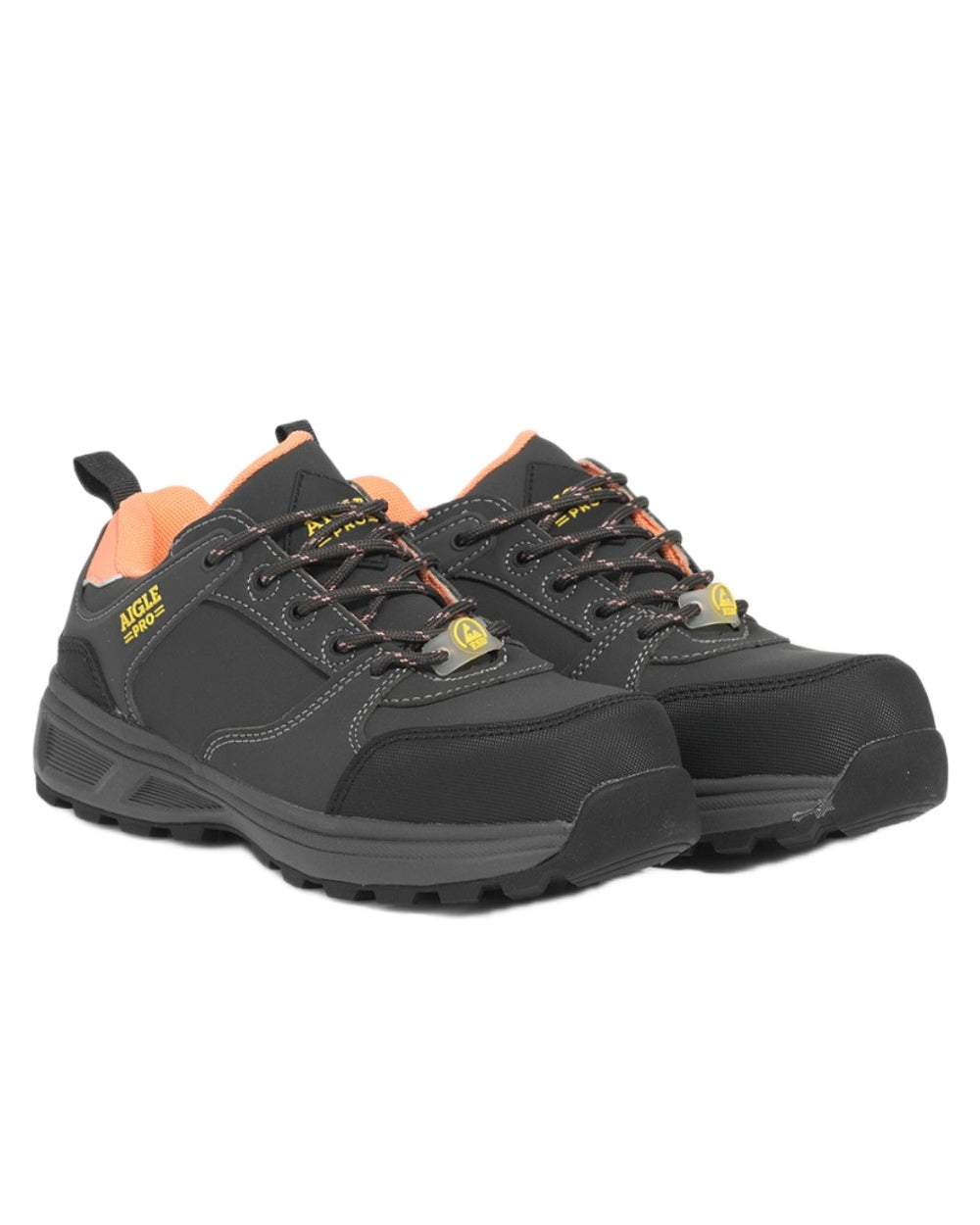 Grey Peach coloured Aigle Womens Solter S3 Ultra Lightweight Safety Shoes on white background 