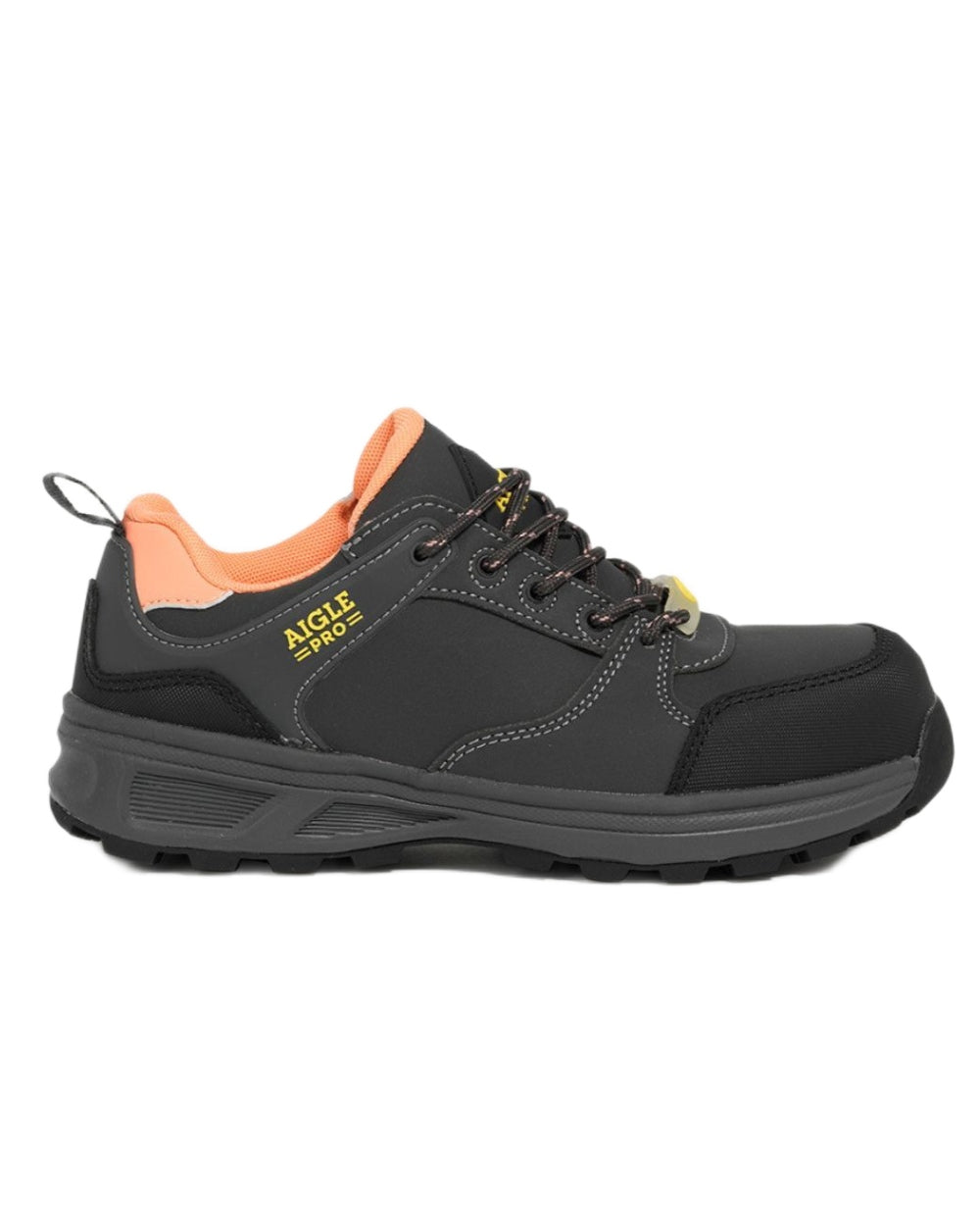 Grey Peach coloured Aigle Womens Solter S3 Ultra Lightweight Safety Shoes on white background 