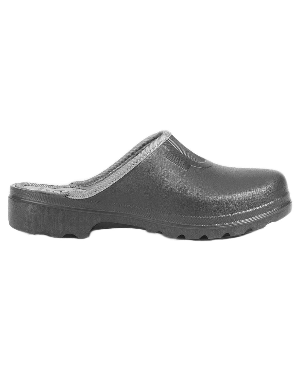 Noir coloured Aigle Womens Taden 2 Ultra-Light Clogs on white background 