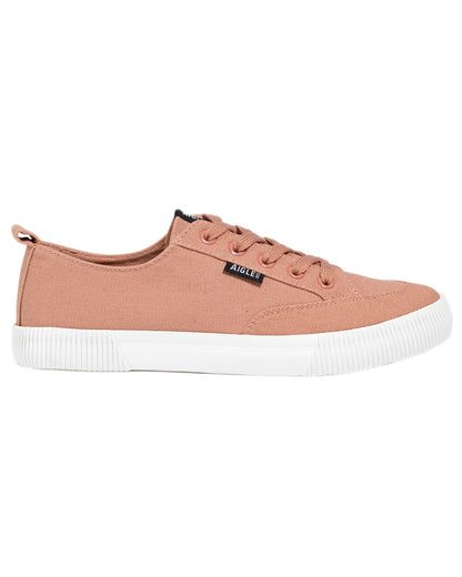 Misty Rose coloured Aigle Womens Tamarix Canvas Sneakers on white background 