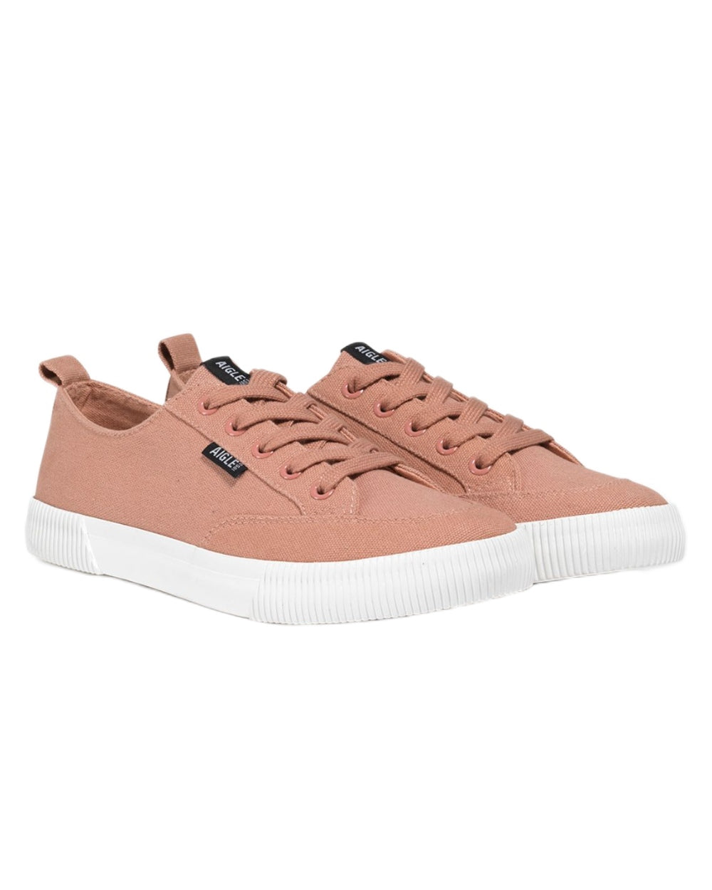 Misty Rose coloured Aigle Womens Tamarix Canvas Sneakers on white background 