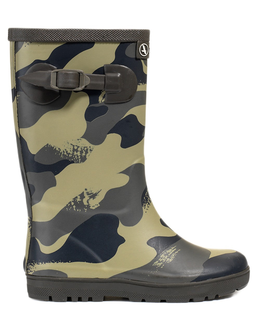 Camou Kaki coloured Aigle Woody Pop PT 2 Childrens Wellington Boots on white background 