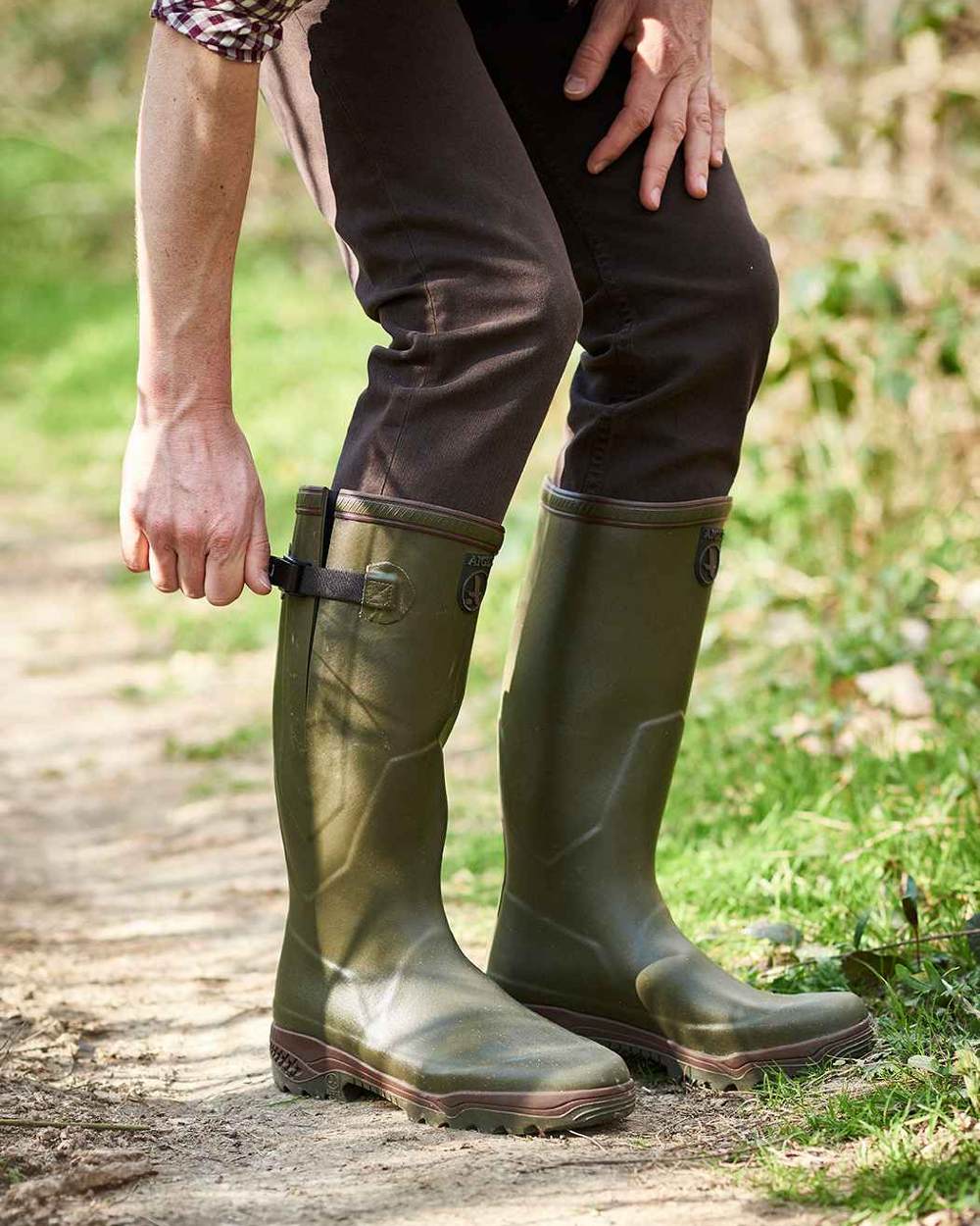 Aigle leather shop lined wellies