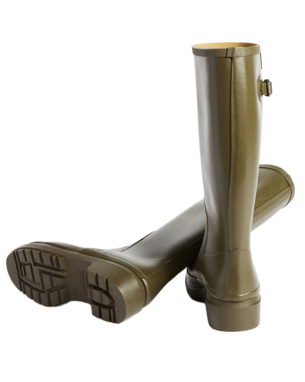 Khaki coloured Aigle Mens Cessac Gardening Wellingtons on white background 
