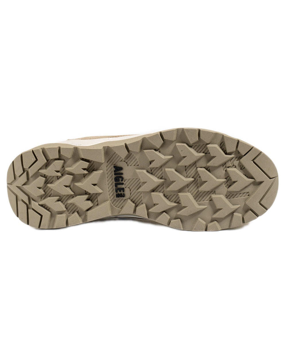 Taupe coloured Aigle Mens Palka Low MTD Ultra Light Hiking Shoes on white background 