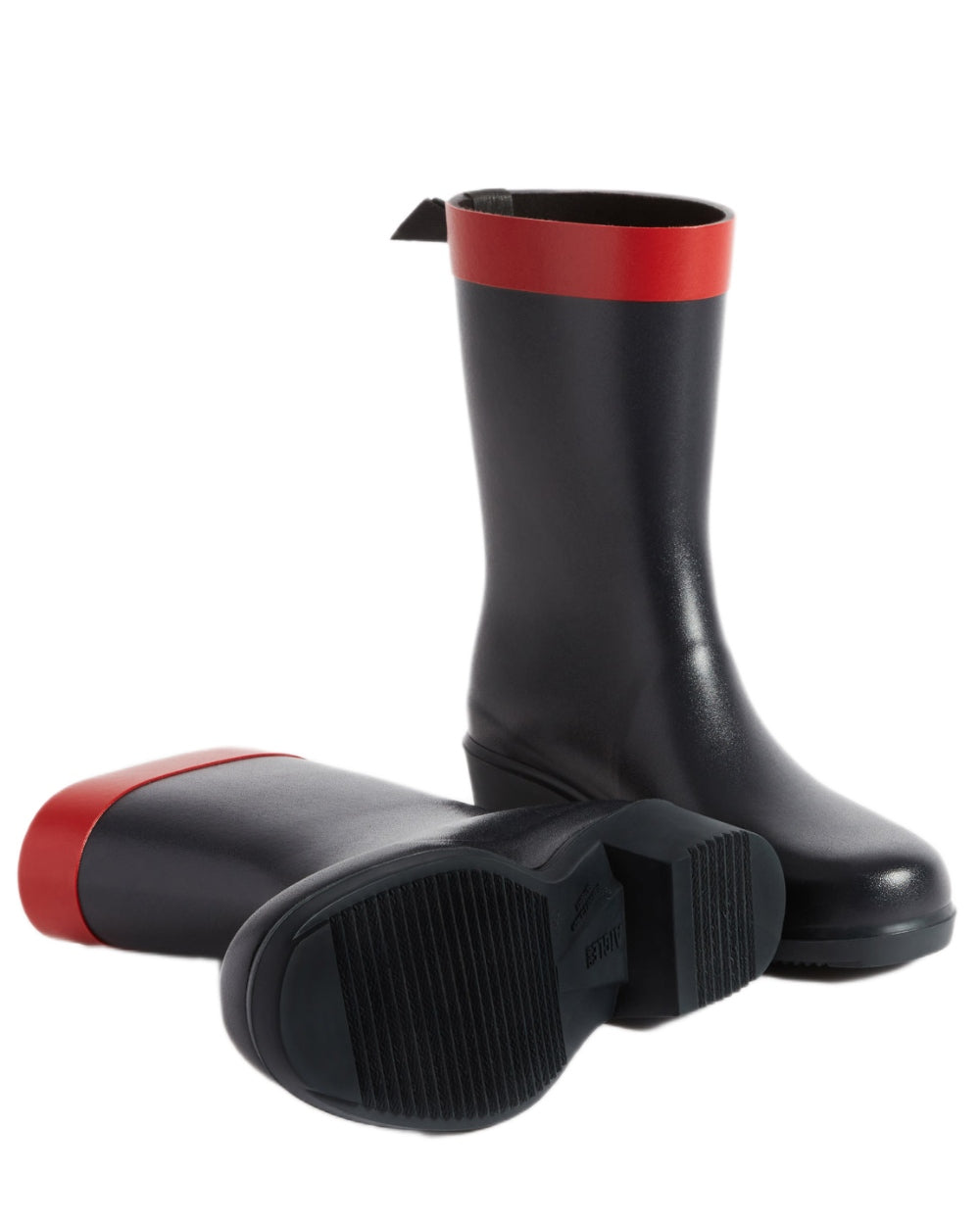 Marine coloured Aigle Womens Myrica Mid Ankle Boots on white background 