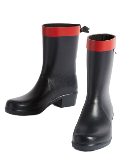 Marine coloured Aigle Womens Myrica Mid Ankle Boots on white background 
