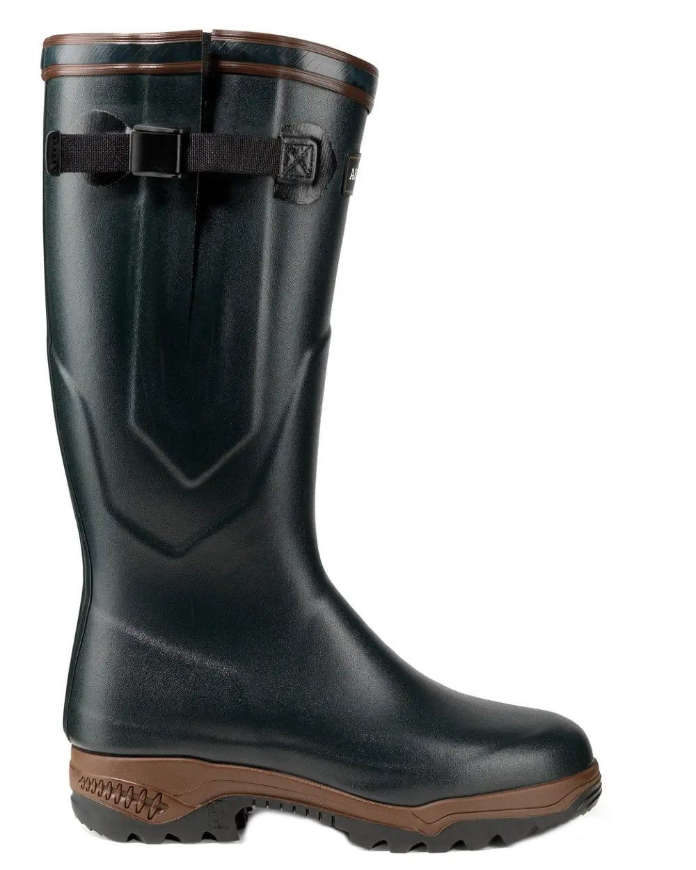 Bronze coloured Aigle Womens Parcours 2 Neo Work Wellingtons on white background 