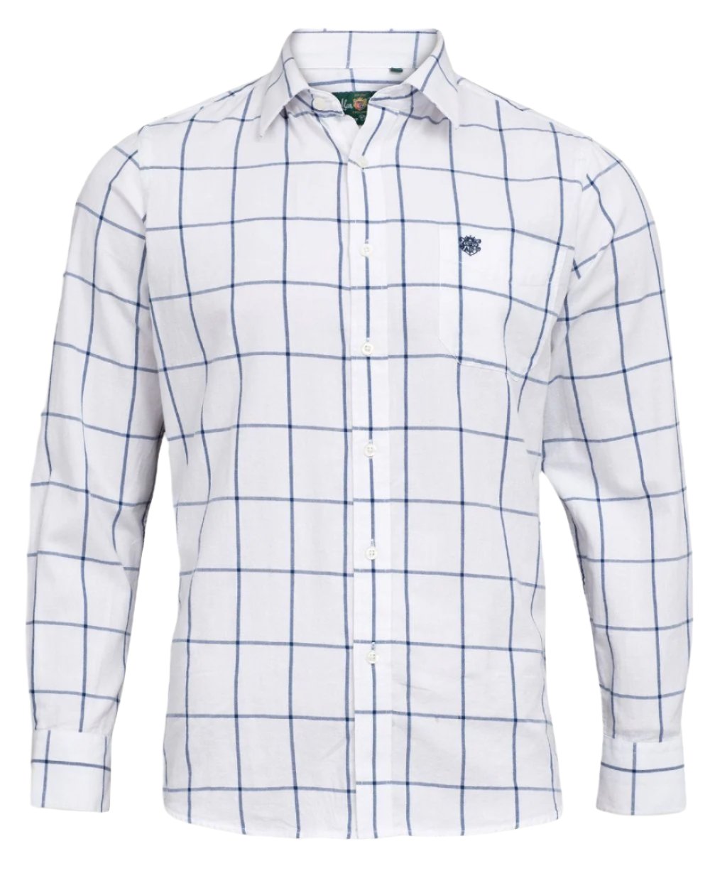 Blue coloured Alan Paine Aylesbury Check Shirt on white background 