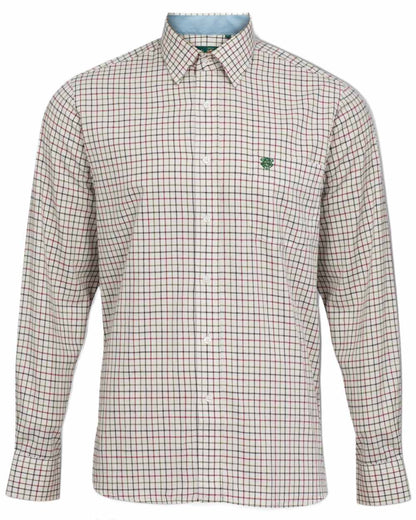 Red Check coloured Alan Paine Aylesbury Check Shirt on white background 