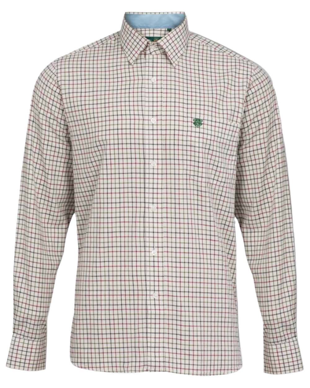 Red coloured Alan Paine Aylesbury Check Shirt on white background 