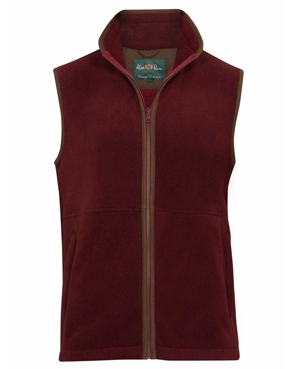 Bloodstone coloured Alan Paine Aylsham Fleece Jacket on white background 
