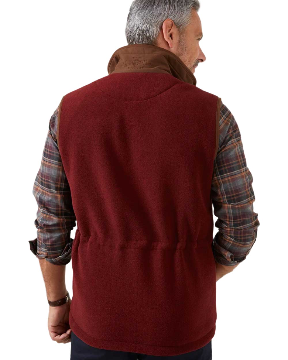 Bloodstone coloured Alan Paine Aylsham Fleece Jacket on white background 