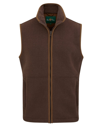 Bark coloured Alan Paine Aylsham Fleece Gilet on white background 