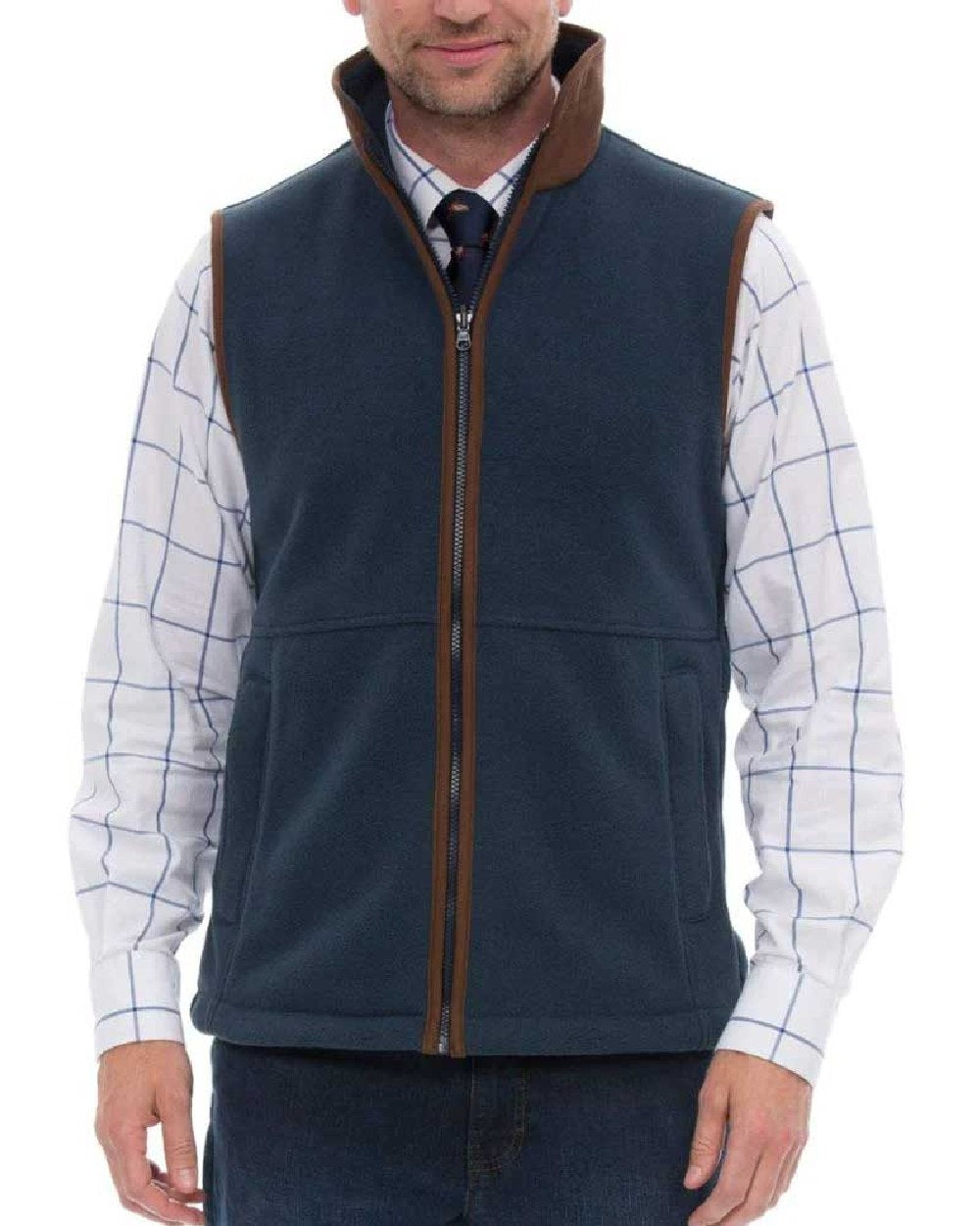 Blue Steel coloured Alan Paine Aylsham Fleece Jacket on white background 
