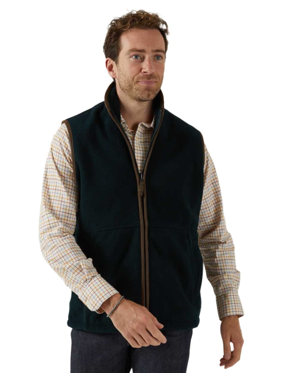 Dark Navy coloured Alan Paine Aylsham Fleece Jacket on white background 