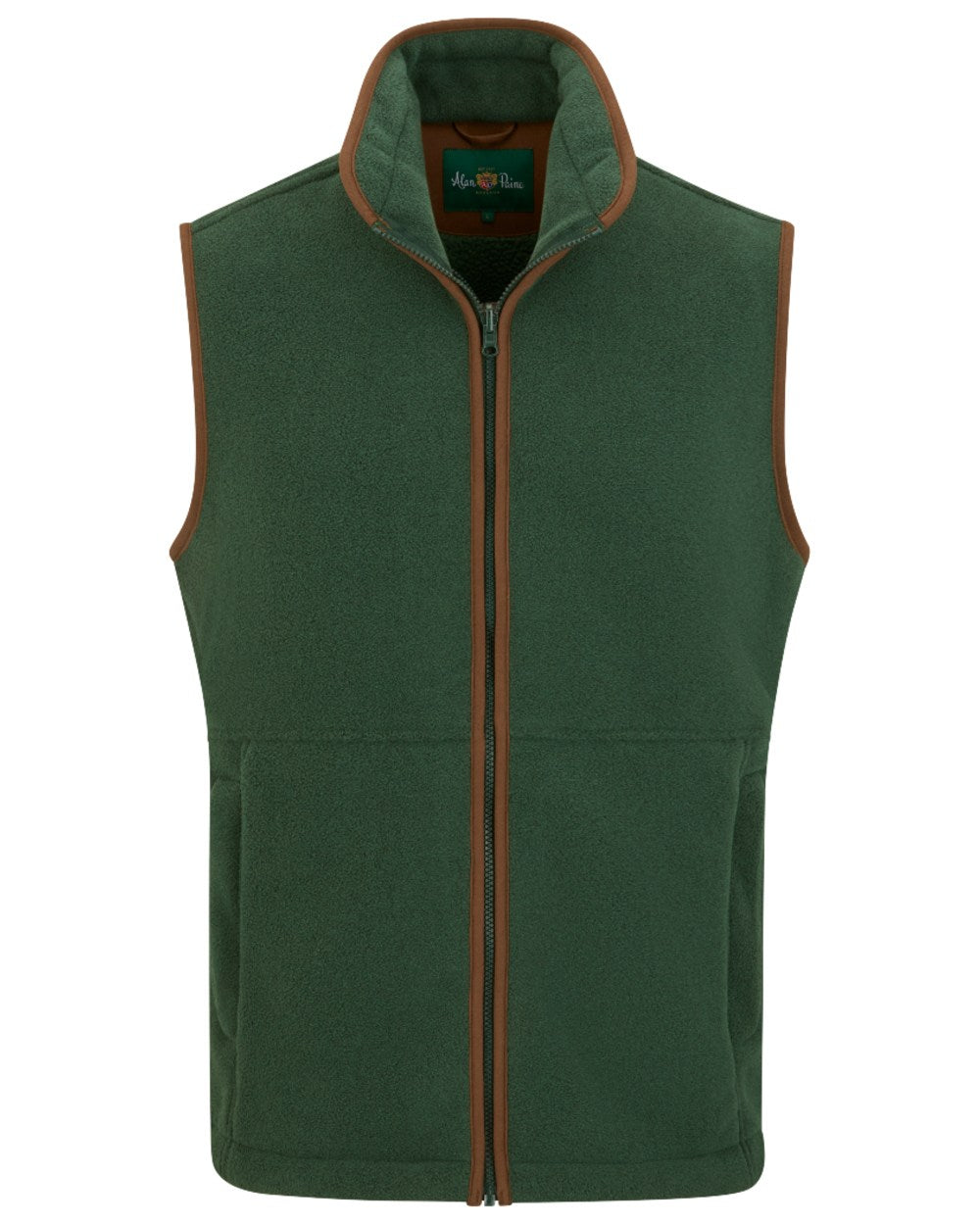 Evergreen coloured Alan Paine Aylsham Fleece Gilet on white background 