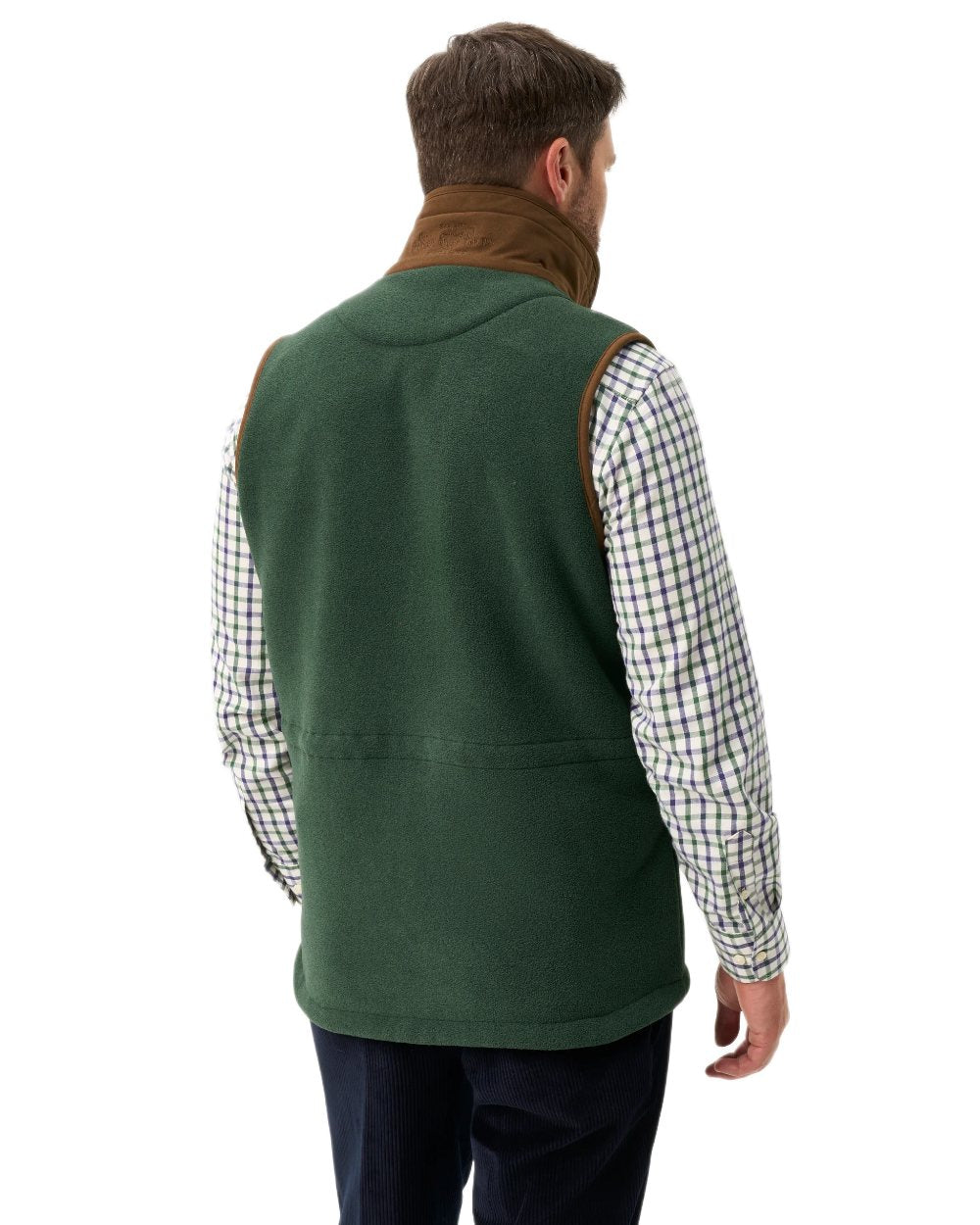 Evergreen coloured Alan Paine Aylsham Fleece Gilet on white background 