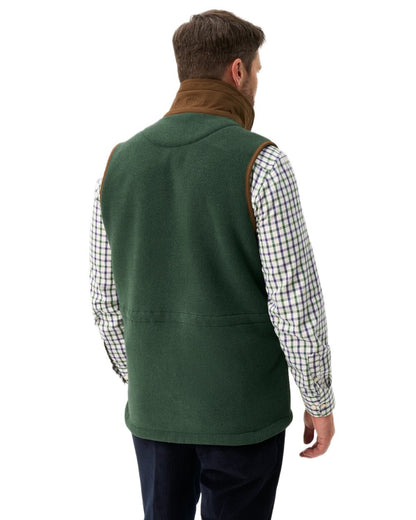 Evergreen coloured Alan Paine Aylsham Fleece Gilet on white background 