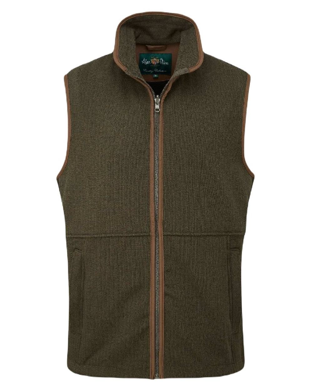 Green Herringbone coloured Alan Paine Aylsham Fleece Jacket on white background 
