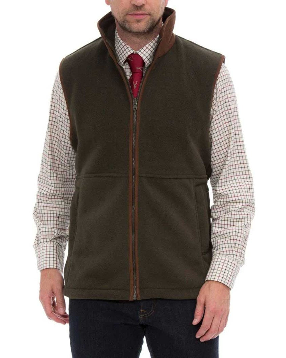 Green coloured Alan Paine Aylsham Fleece Jacket on white background 