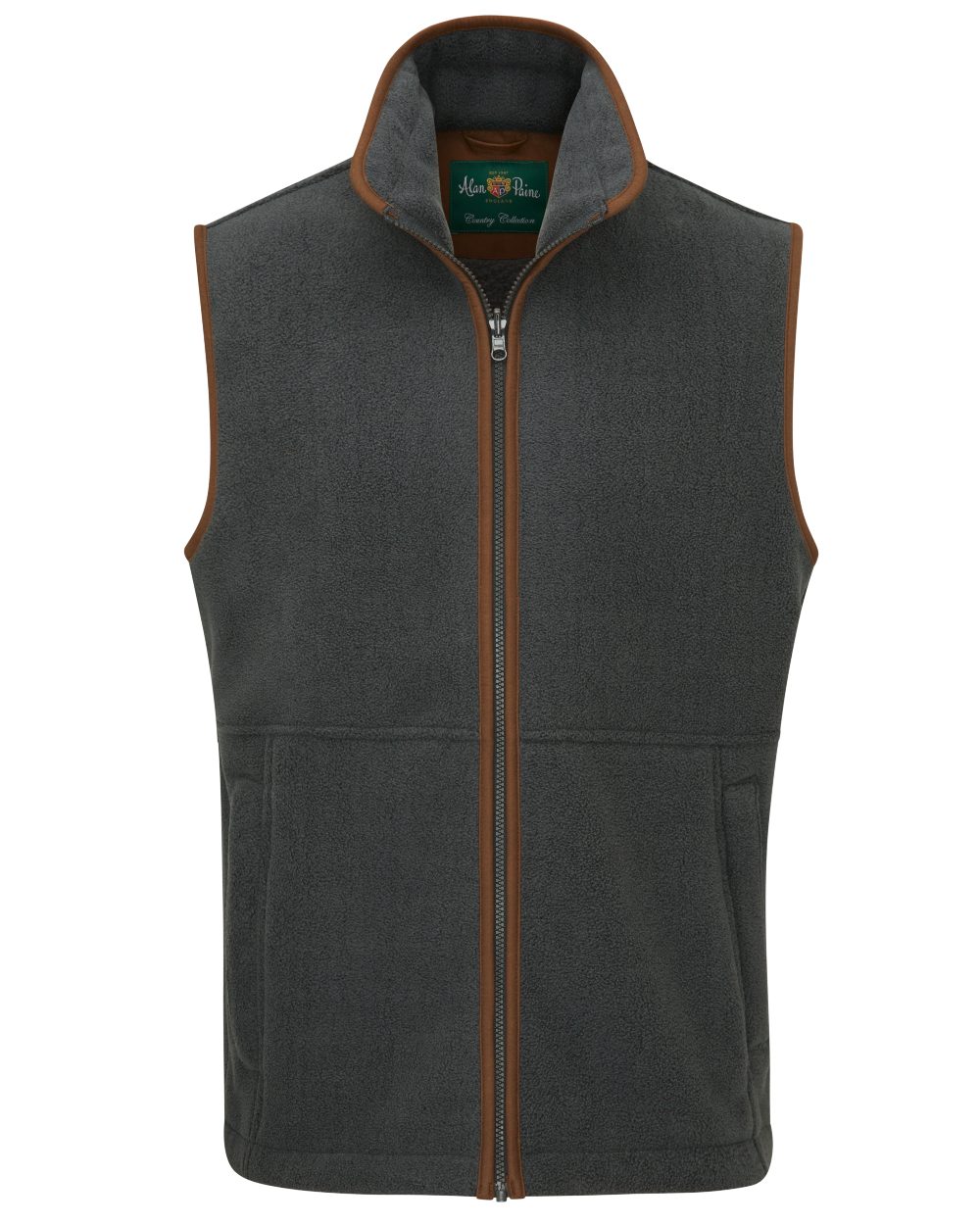 Gunmetal coloured Alan Paine Aylsham Fleece Gilet on white background 