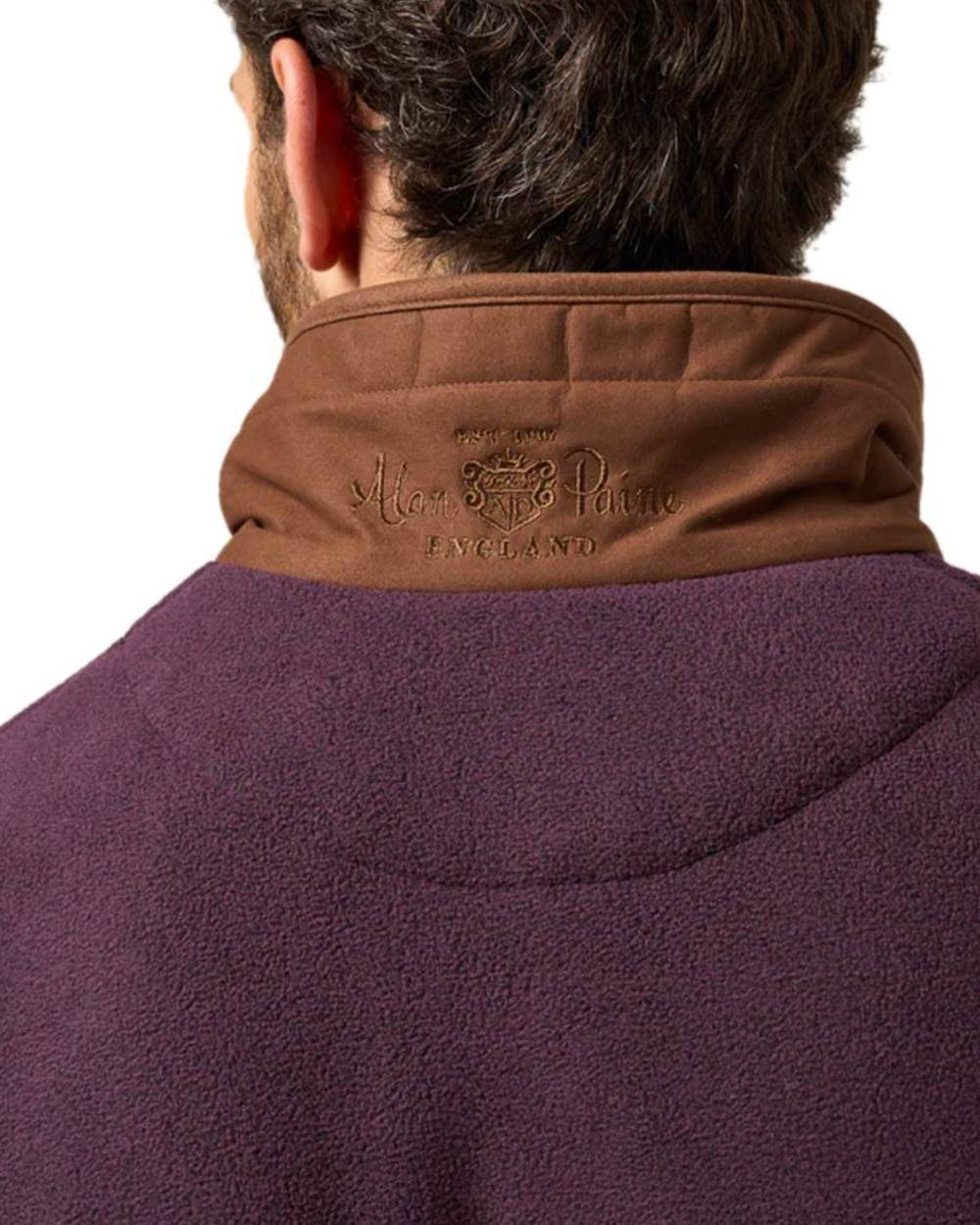 Plum coloured Alan Paine Aylsham Fleece Gilet on white background 