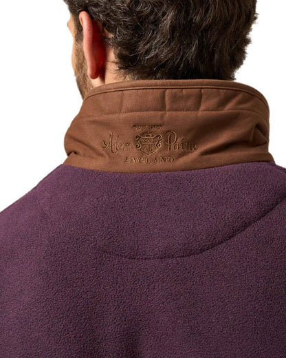 Plum coloured Alan Paine Aylsham Fleece Gilet on white background 