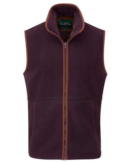 Plum coloured Alan Paine Aylsham Fleece Gilet on white background 