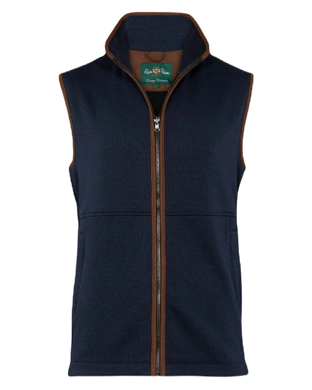 Navy Herringbone Alan Paine Aylsham Fleece Jacket on white background 