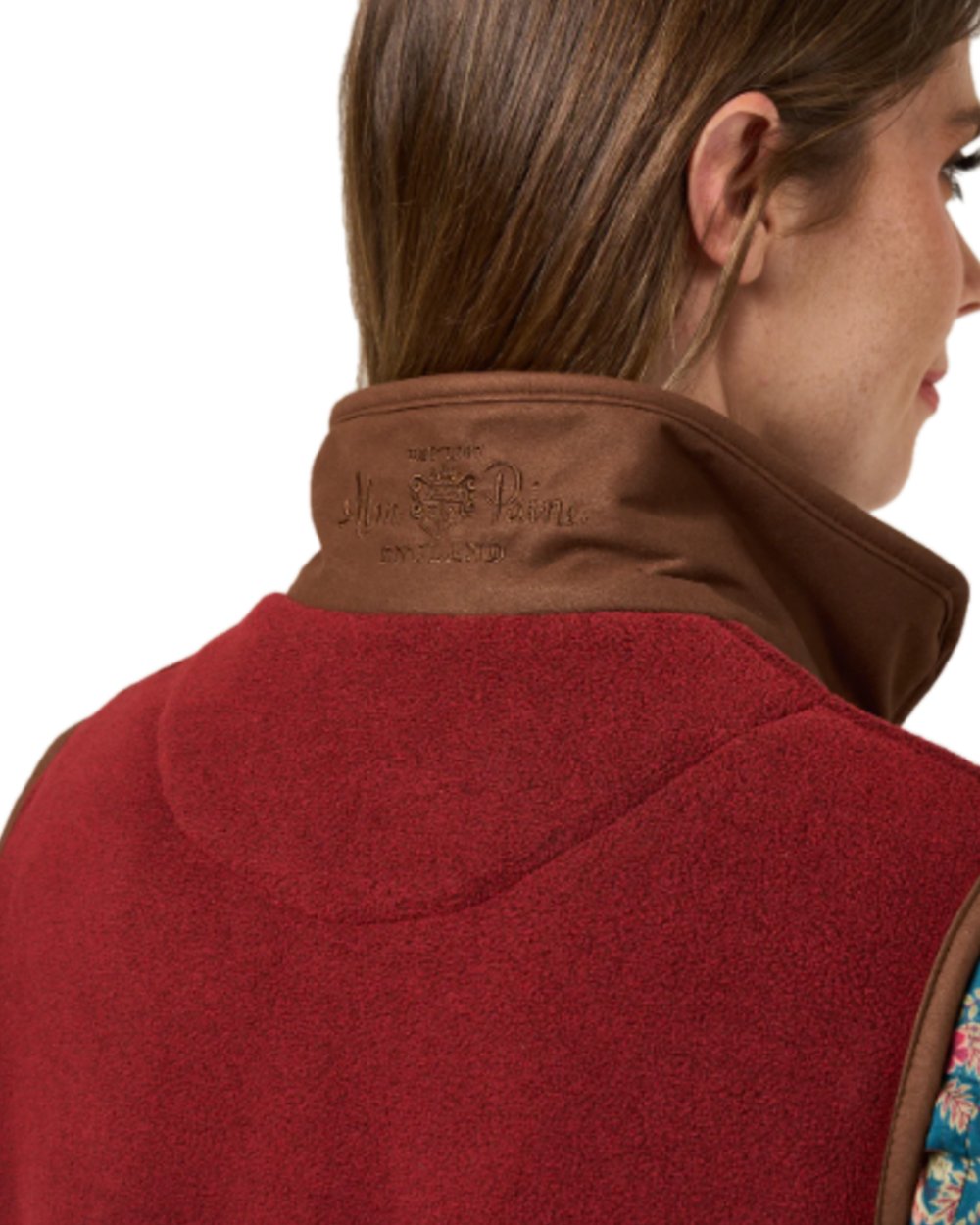 Bloodstone Coloured Alan Paine Aylsham Ladies Fleece Gilet on white background 