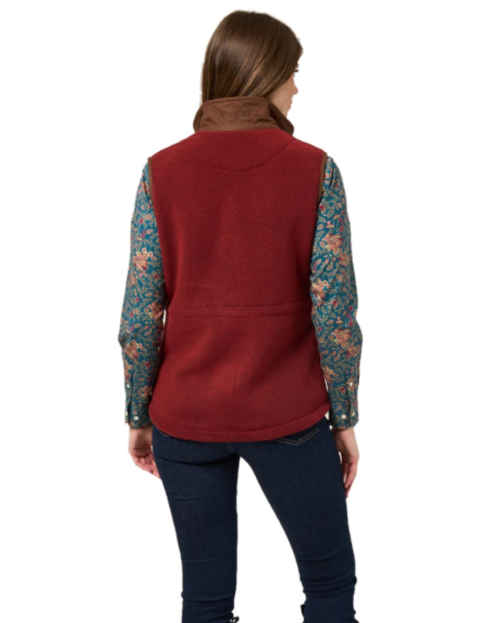Bloodstone Coloured Alan Paine Aylsham Ladies Fleece Gilet on white background 