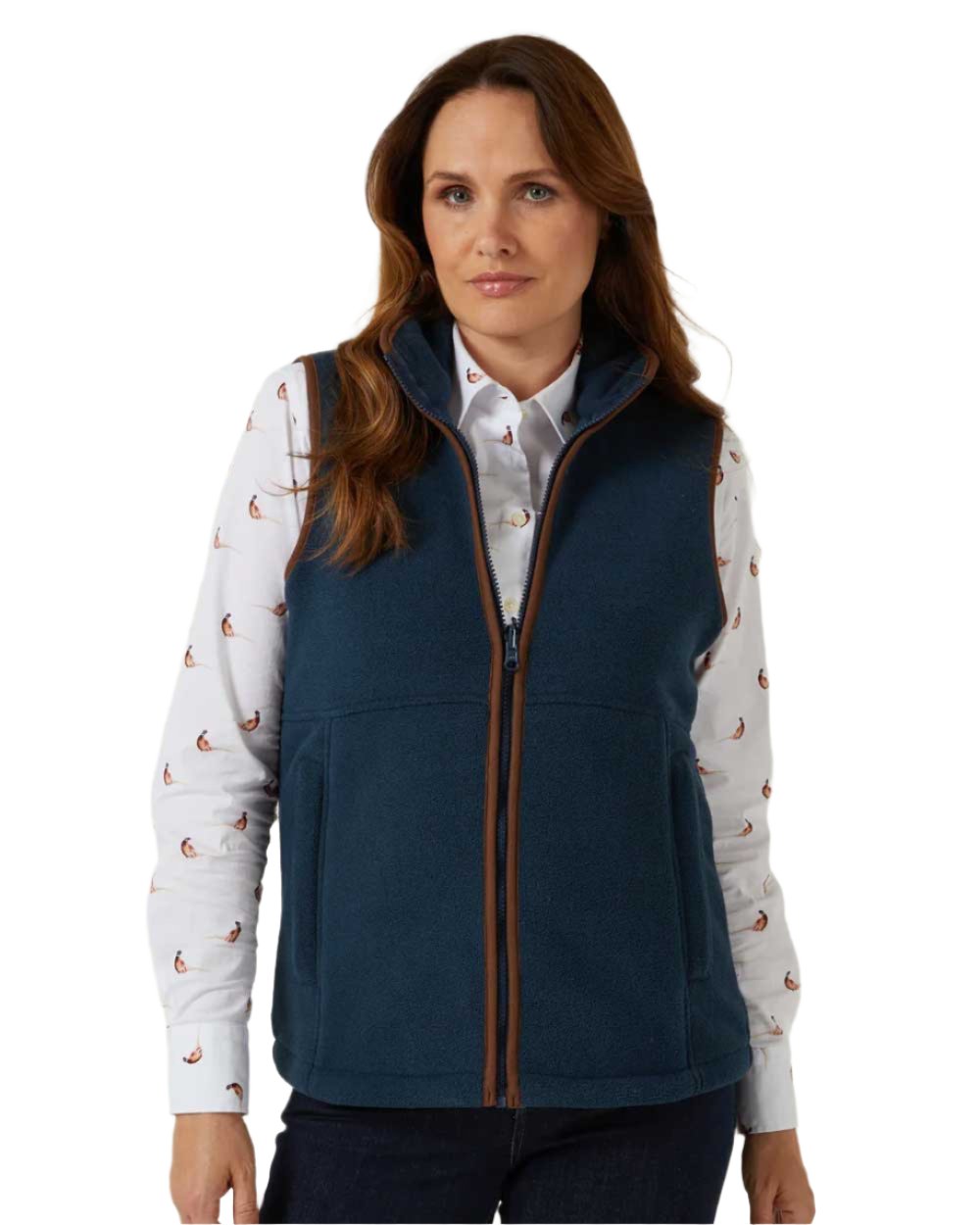 Blue Steel Coloured Alan Paine Aylsham Ladies Fleece Gilet on white background 