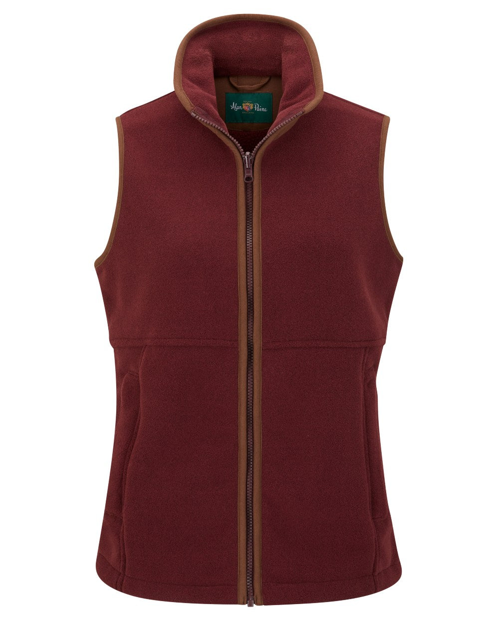 Bordeaux Coloured Alan Paine Aylsham Ladies Fleece Gilet on white background 
