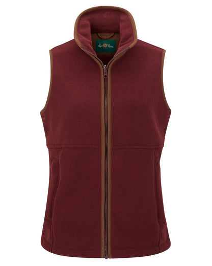 Bordeaux Coloured Alan Paine Aylsham Ladies Fleece Gilet on white background 