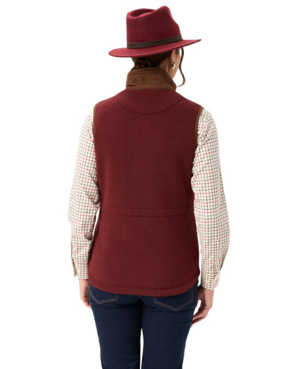 Bordeaux Coloured Alan Paine Aylsham Ladies Fleece Gilet on white background 