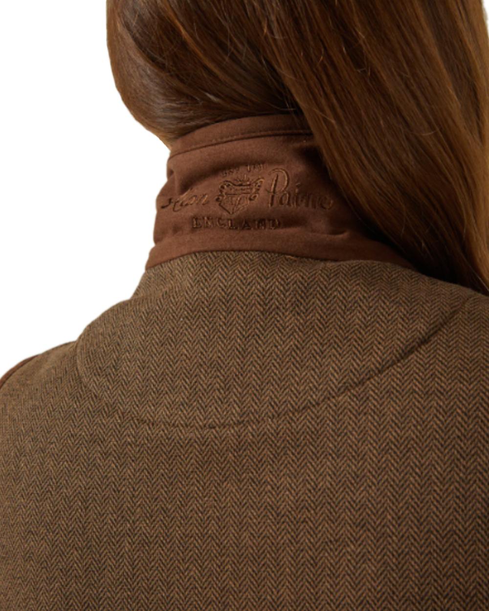 Brown Herringbone Coloured Alan Paine Aylsham Ladies Fleece Gilet on white background 