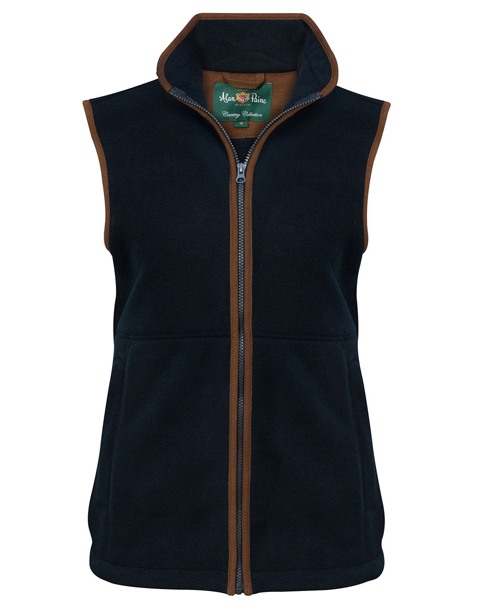 Dark Navy Coloured Alan Paine Aylsham Ladies Fleece Gilet on white background 