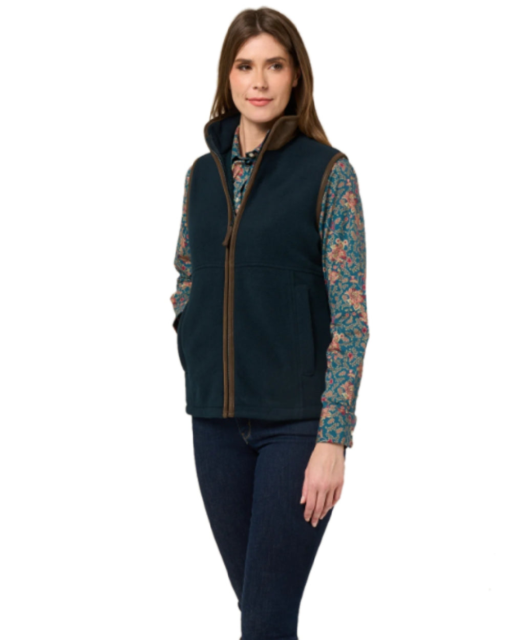 Dark Navy Coloured Alan Paine Aylsham Ladies Fleece Gilet on white background 