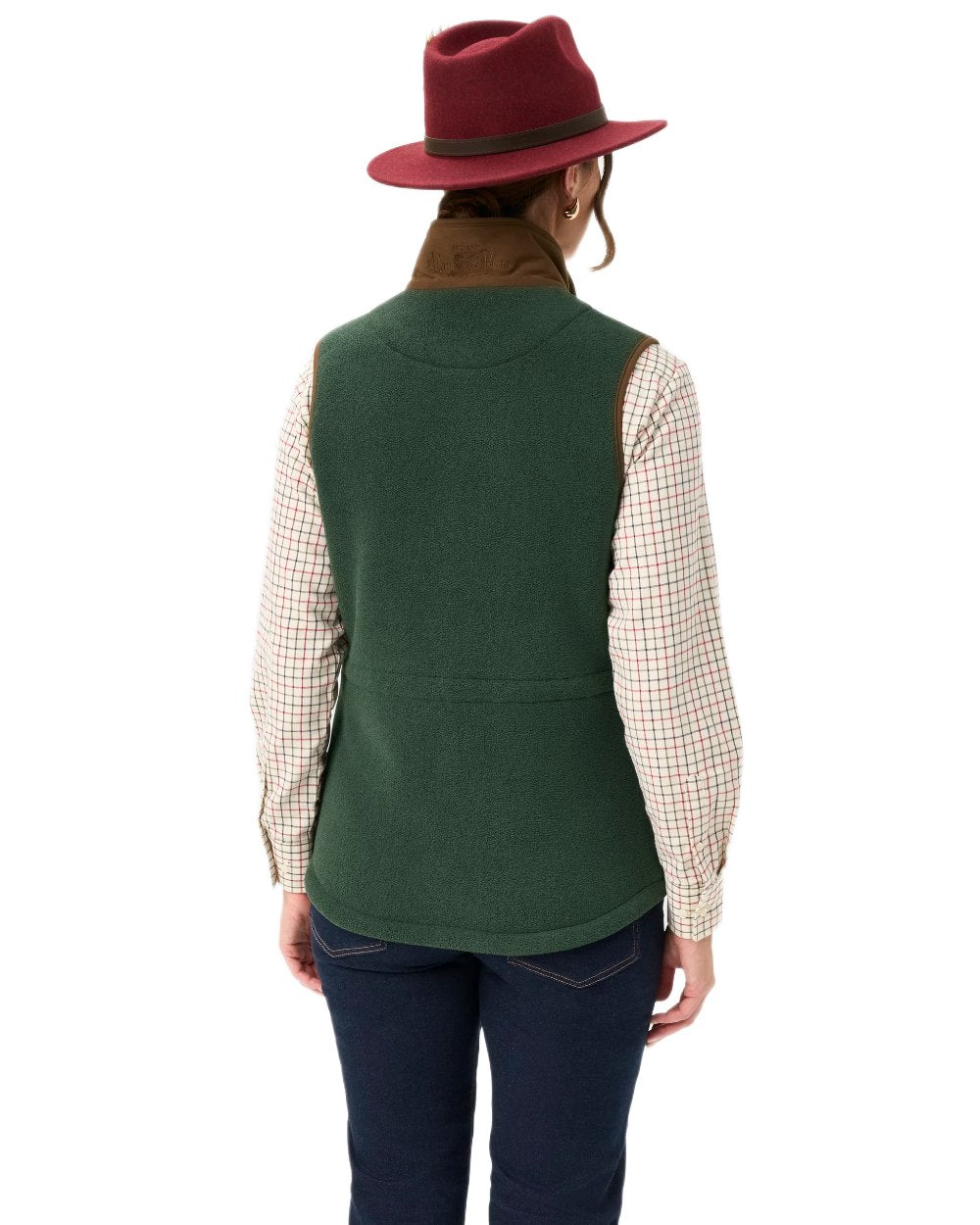 Evergreen Coloured Alan Paine Aylsham Ladies Fleece Gilet on white background 