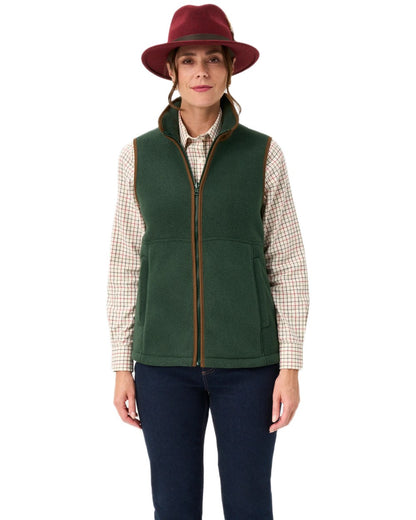 Evergreen Coloured Alan Paine Aylsham Ladies Fleece Gilet on white background 