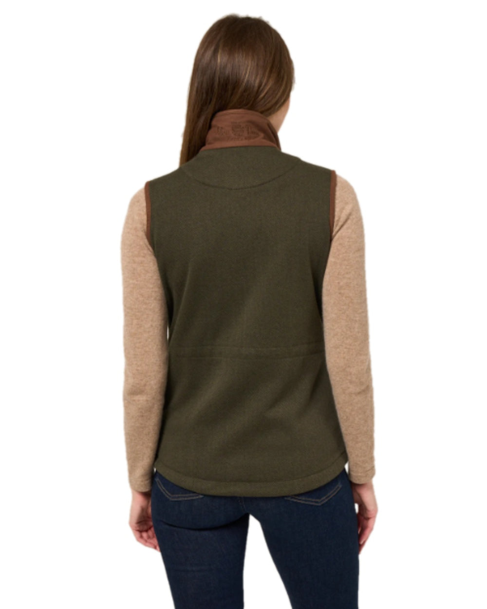 Green Herringbone Coloured Alan Paine Aylsham Ladies Fleece Gilet on white background 