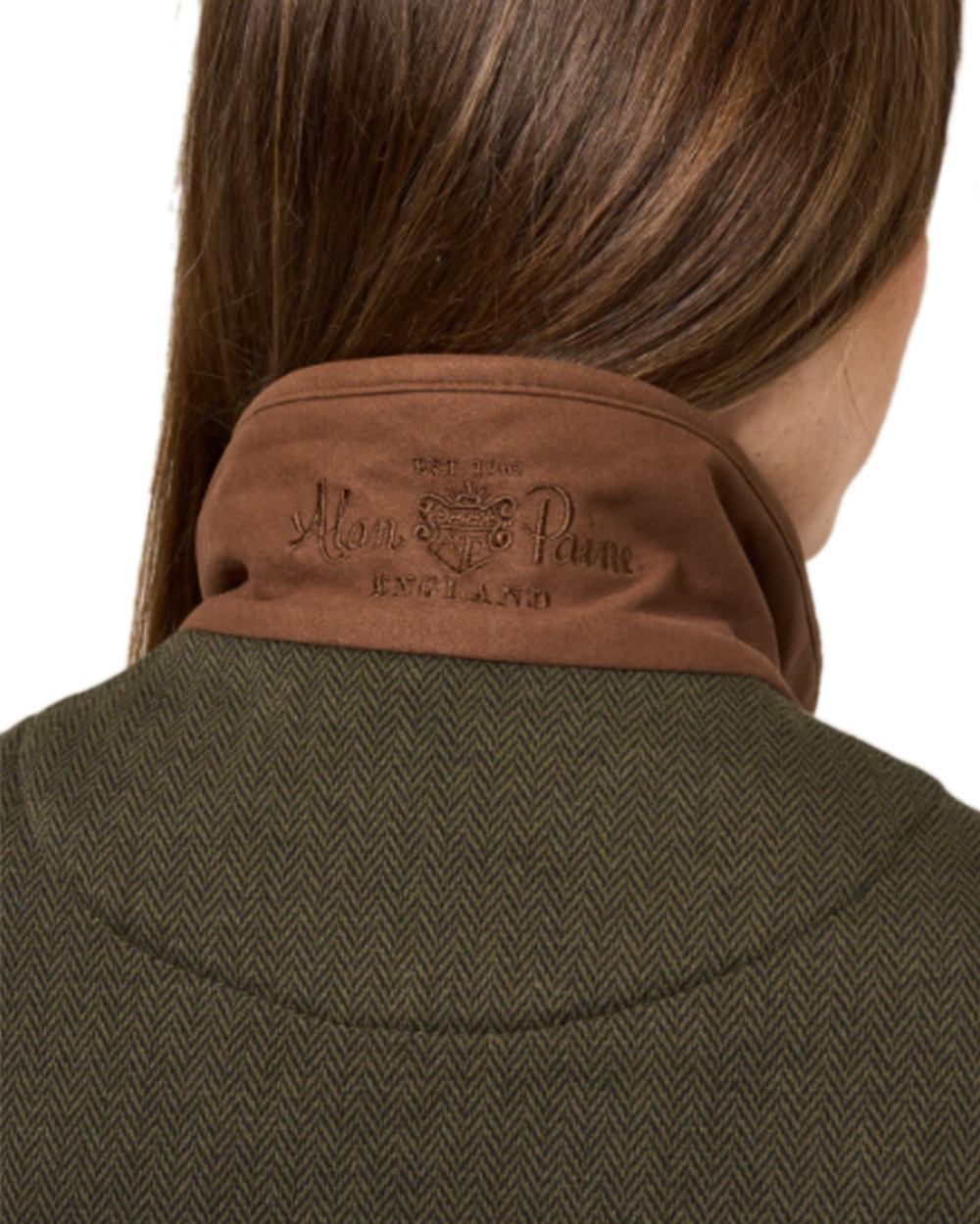 Green Herringbone Coloured Alan Paine Aylsham Ladies Fleece Gilet on white background 