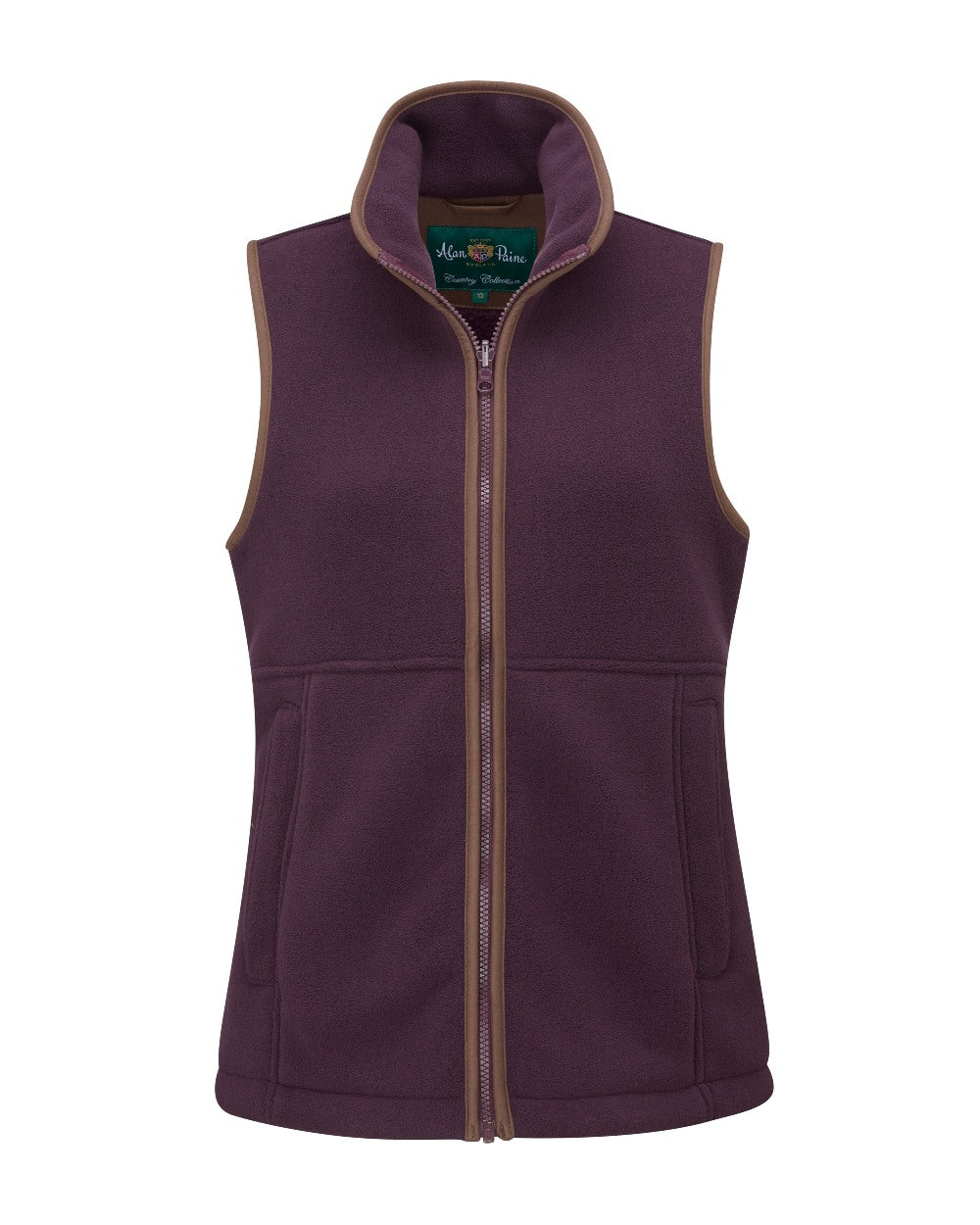 Merlot Coloured Alan Paine Aylsham Ladies Fleece Gilet on white background 