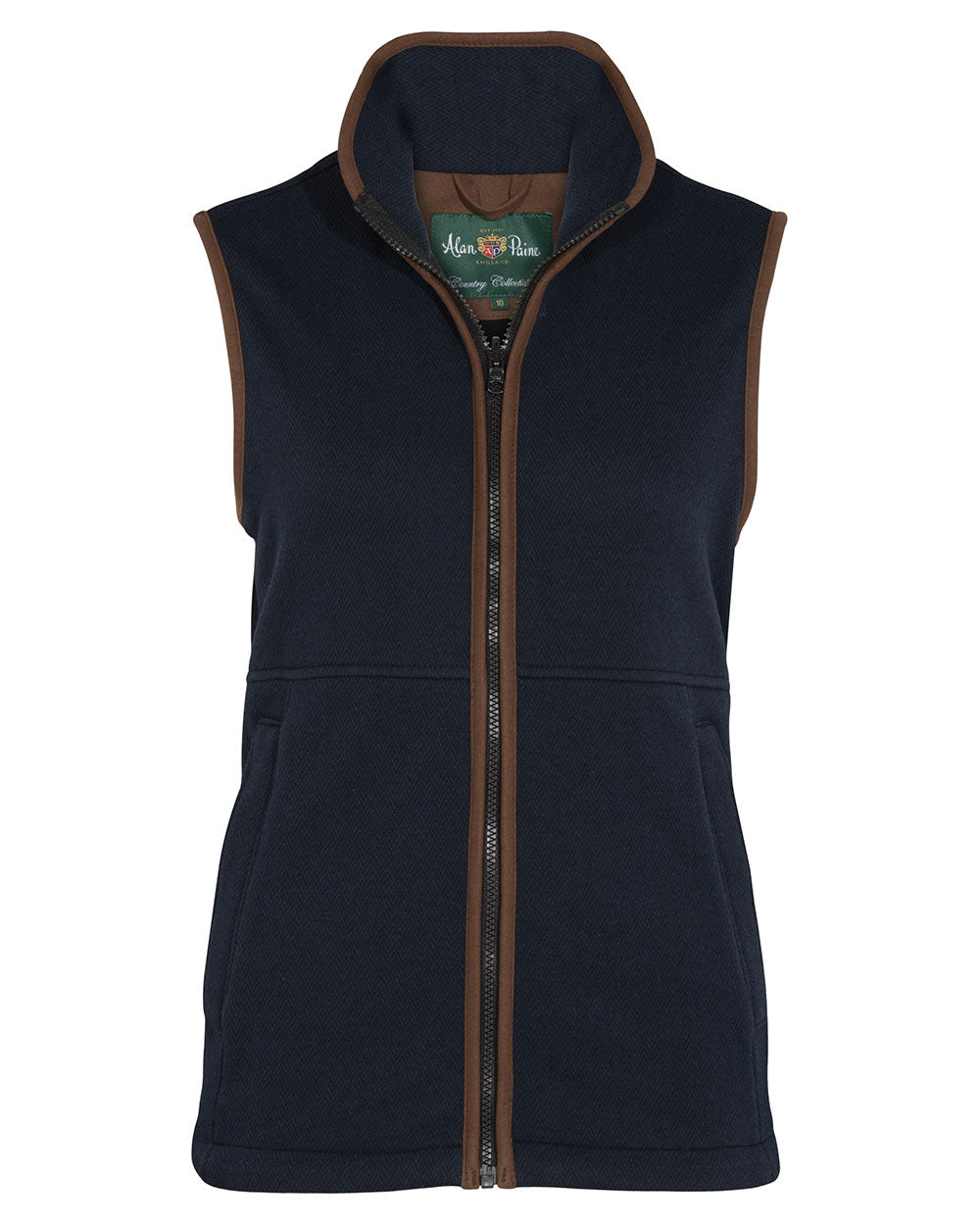 Navy Herringbone Coloured Alan Paine Aylsham Ladies Fleece Gilet on white background 