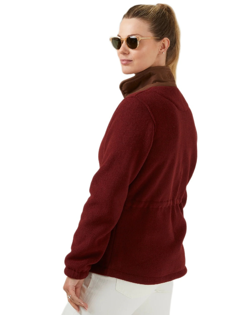 Bloodstone Coloured Alan Paine Aylsham Ladies Fleece Jacket on white background 